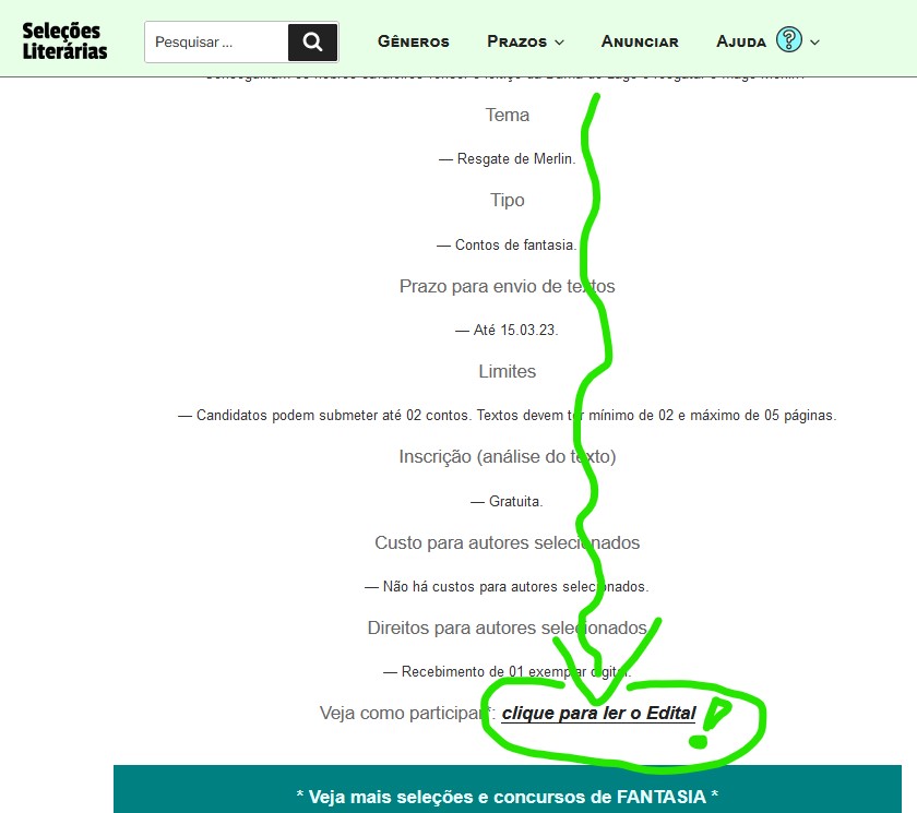 Edital literário para publicar textos de escrita criativa