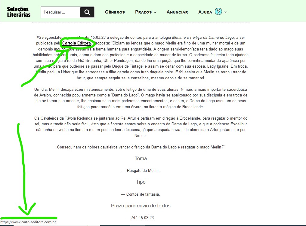 Edital literário para publicar um livro de contos